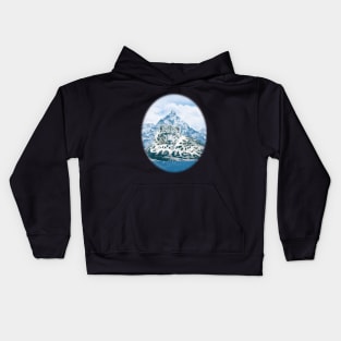 Snow Leopard Over the Mountains Kids Hoodie